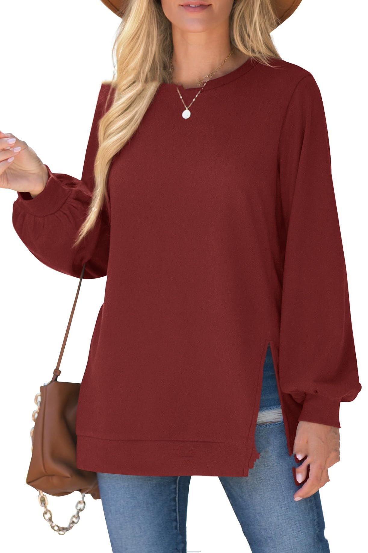 Women's Pullover Side Slit Sweater