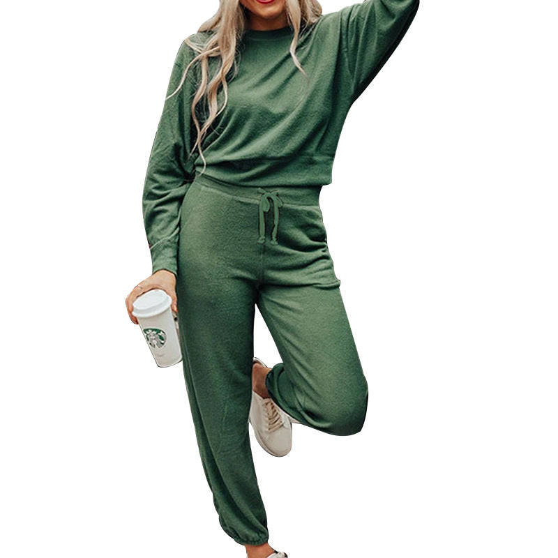 Women's Round Neck T-shirt Pants Suit