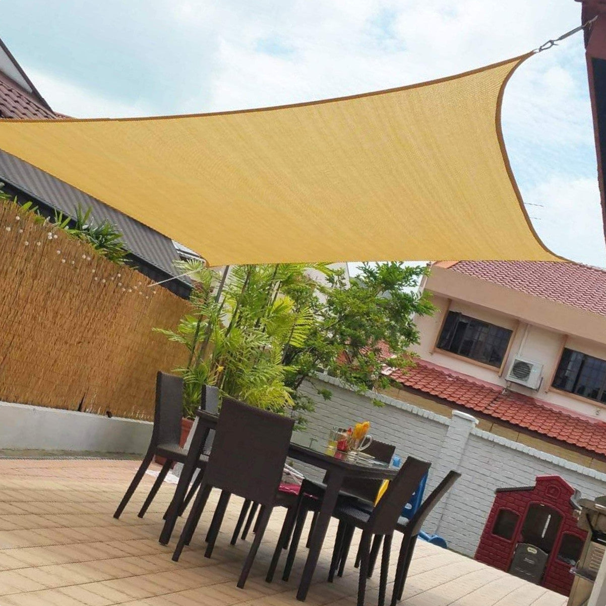 8' X 12' Sun Shade Sails Canopy Rectangle Outdoor Shade Canopy UV Shelter Canopy For Outdoor Patio Garden Backyard