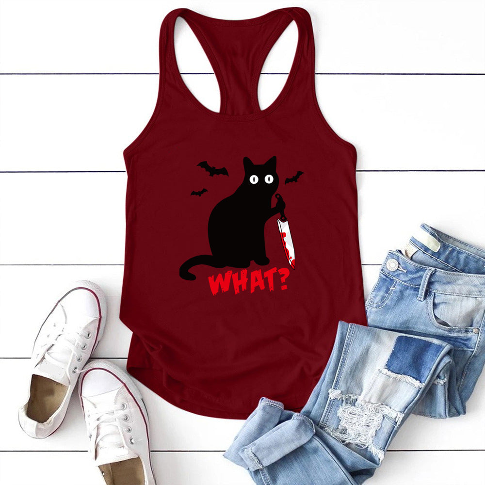 Gothic Cat Knife Bat What Printed Shirt