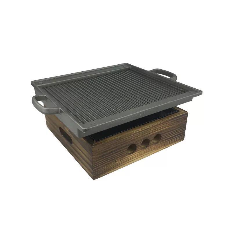 Square Binaural Striped Grill Pan Round Plaid Grill Pan