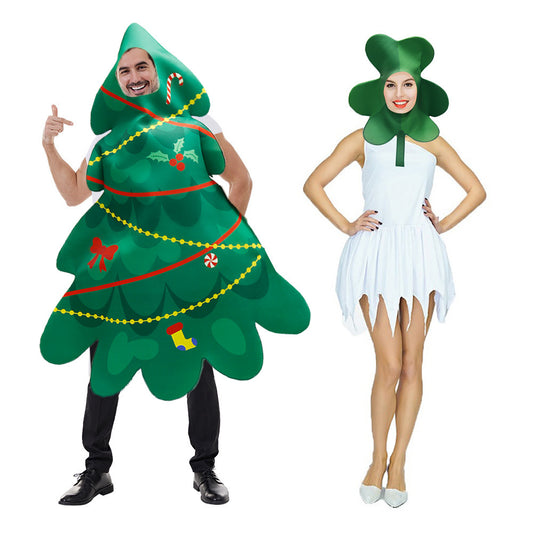 Christmas Party Costumes Christmas Tree Three-leaf Vegetable Plant Creative Printing Clothing