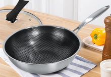 画像をギャラリービューアに読み込む, Stainless Steel Wok Non-stick Pan Full Screen Honeycomb Design No Lampblack No Coating Frying Pan Kitchen Tools Kitchenware New