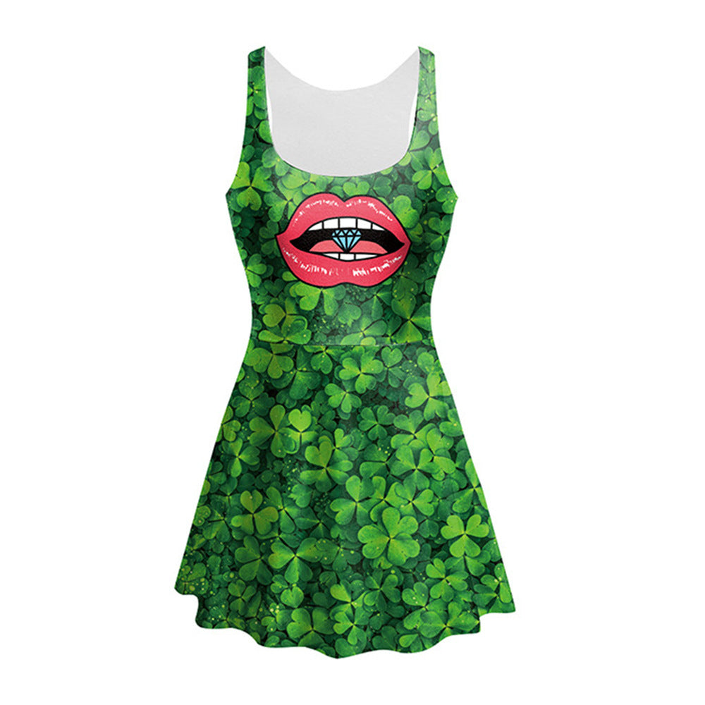 Oversized Women's St. Patrick's Day Printed A-line Dress