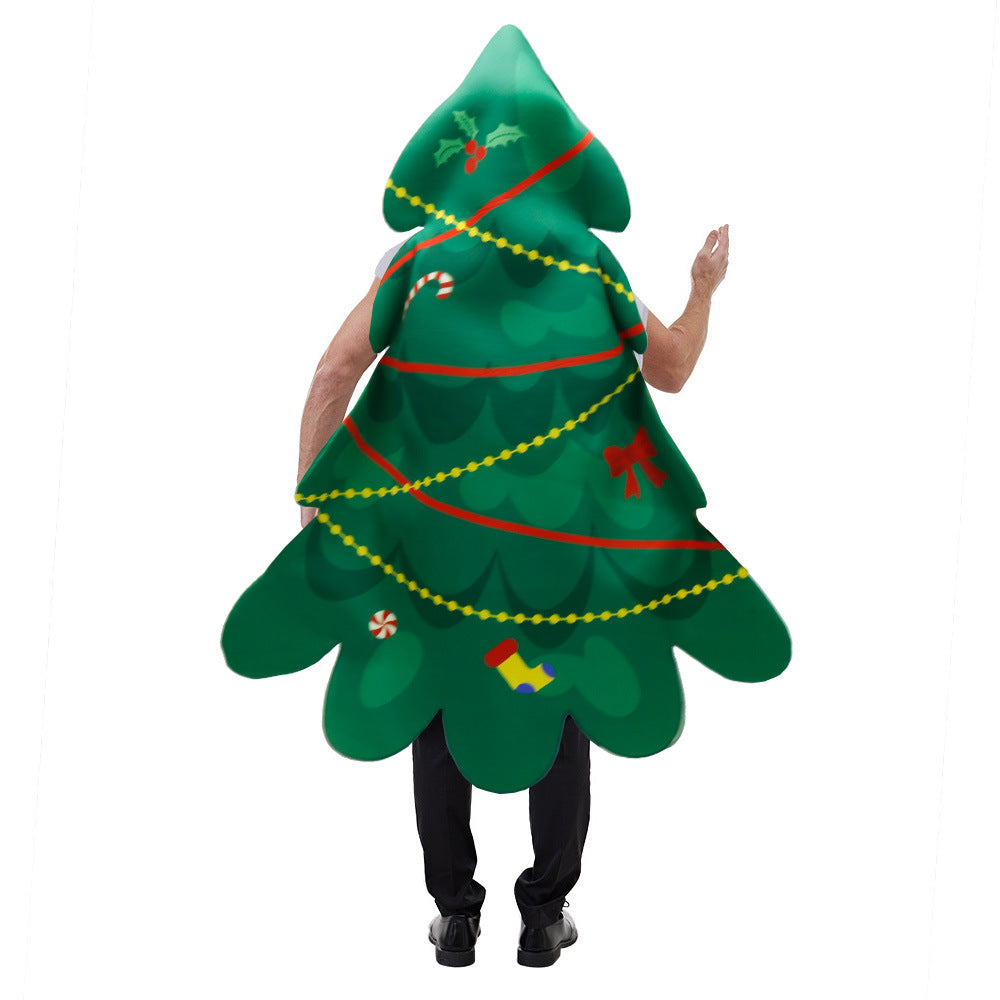 Christmas Party Costumes Christmas Tree Three-leaf Vegetable Plant Creative Printing Clothing