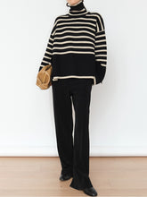 Cargar imagen en el visor de la galería, Women&#39;s Striped Loose Outer Knit Sweater Top