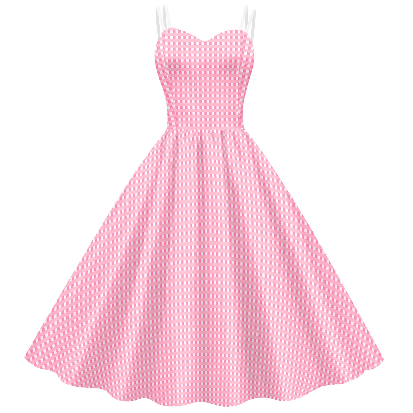 Women's Barbie Digital Print Pink Plaid Dress