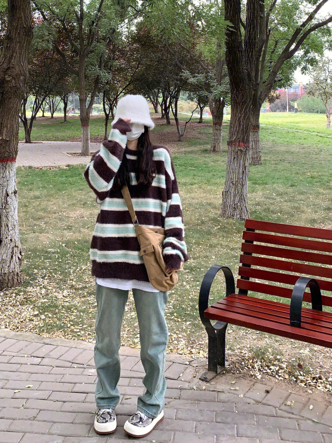 Brown Striped Lazy Style Sweater