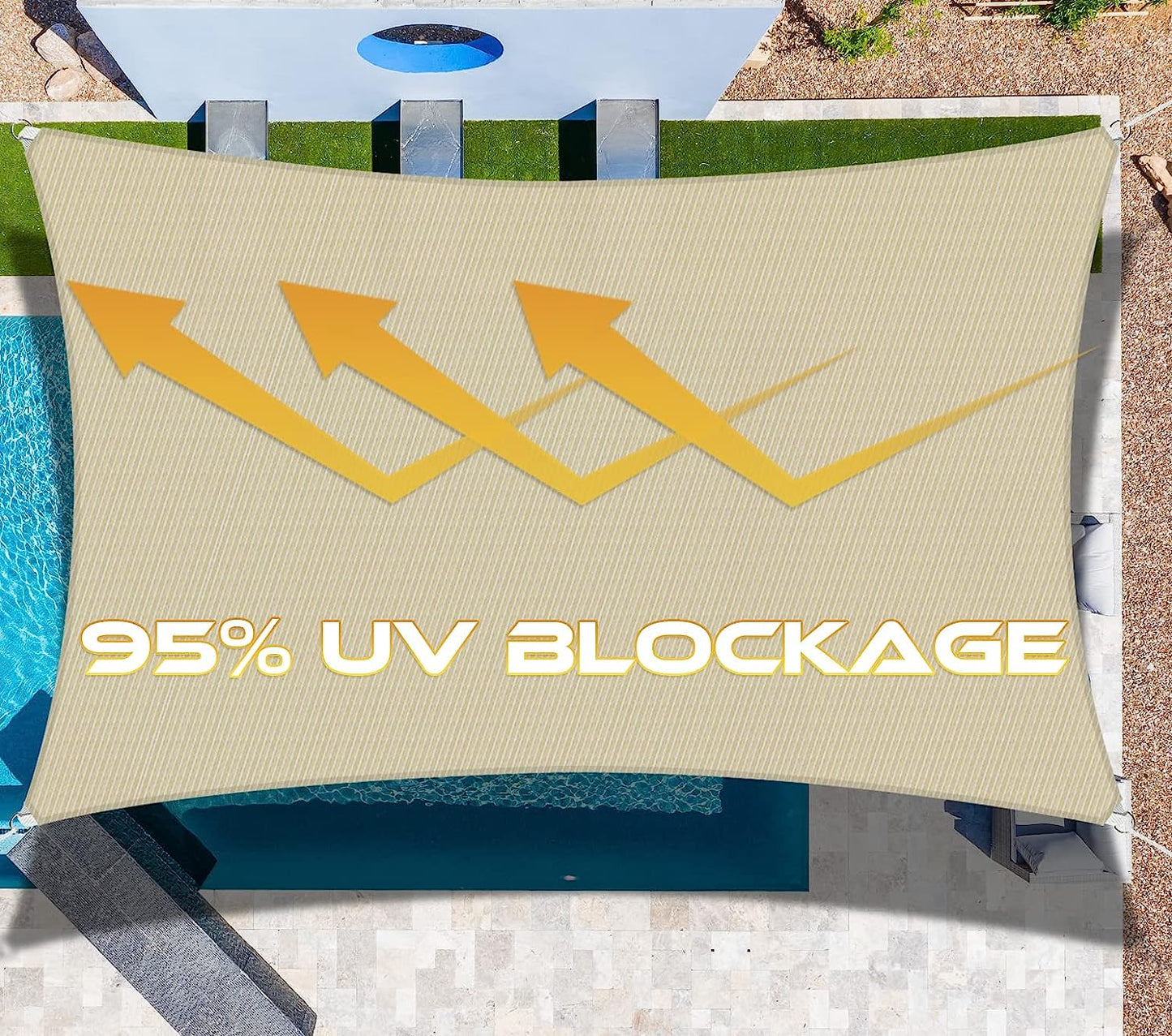 8' X 12' Sun Shade Sails Canopy Rectangle Outdoor Shade Canopy UV Shelter Canopy For Outdoor Patio Garden Backyard