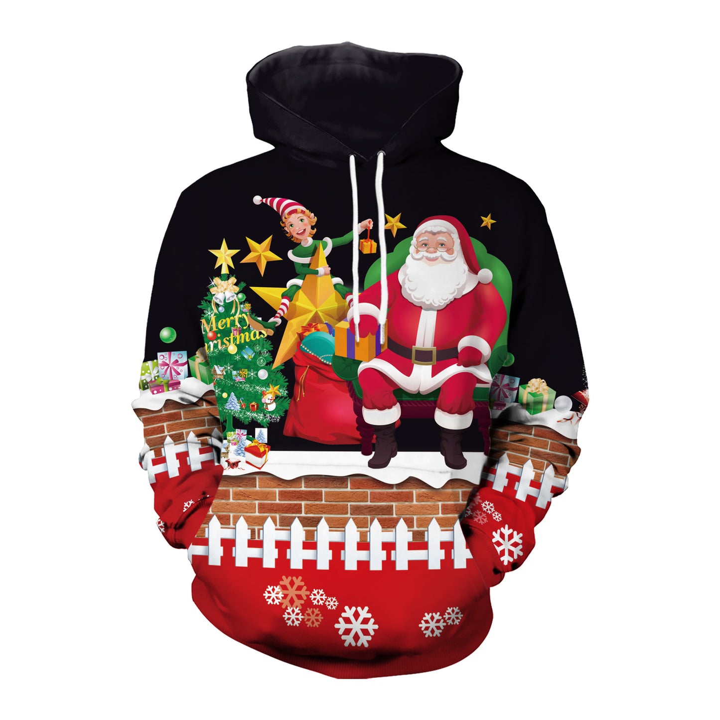 Elk Christmas Animal Print Couple Hooded Sweater