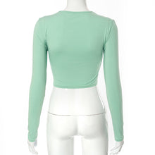 Carica l&#39;immagine nel visualizzatore di Gallery, Fashion Solid Color Twisted Navel Versatile Slimming Slim Top