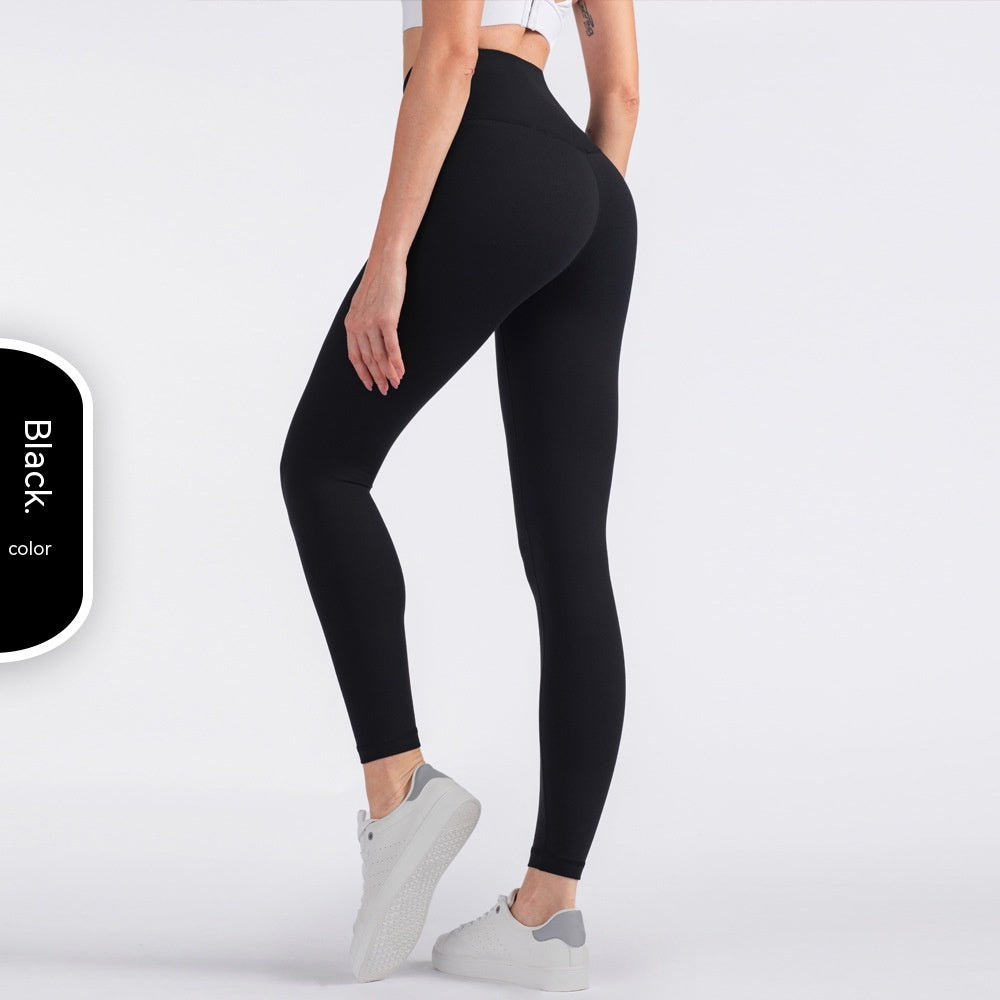 Women's Fashion Casual Pure Color Tight Peach Hip Raise Yoga Pants