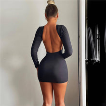 Laden Sie das Bild in den Galerie-Viewer, Long Sleeve Slim Solid Color Sheath Dress