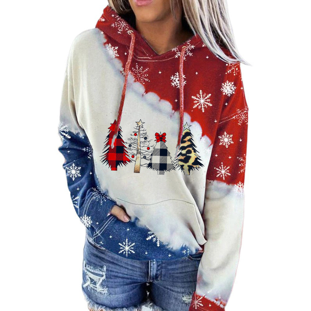 Christmas Series Hooded Pocket Sweater For Women