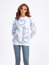 Laden Sie das Bild in den Galerie-Viewer, Women&#39;s Fashion Round Neck Heart Color Clash Sweater