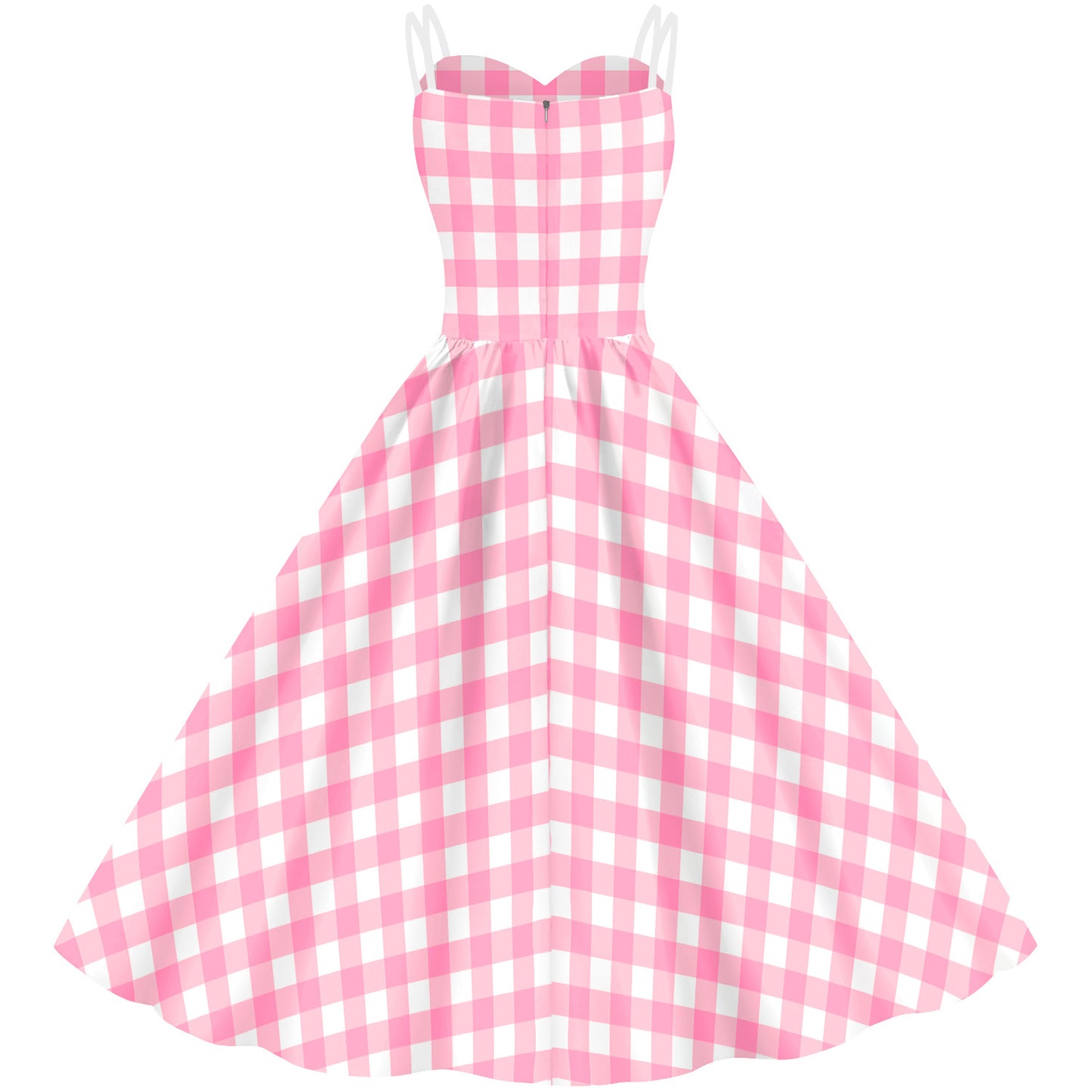 Women's Barbie Digital Print Pink Plaid Dress